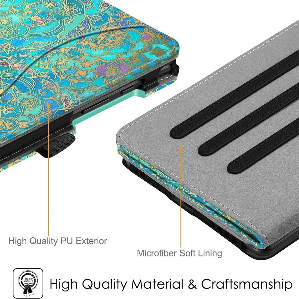 Galaxy Tablet Case With Multi-angle Viewing Stand & Pocket, Blue Paisley Samsung